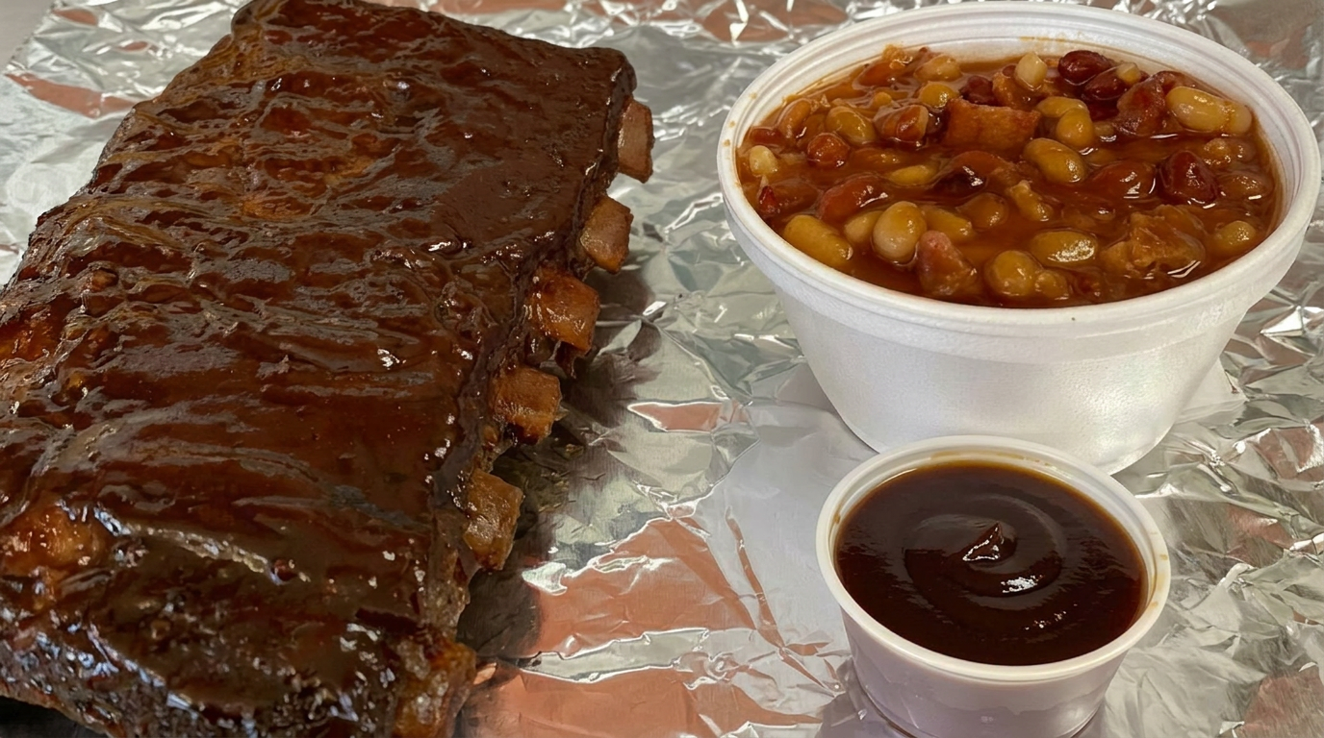 Ribs, pulled pork, and loaded everything
