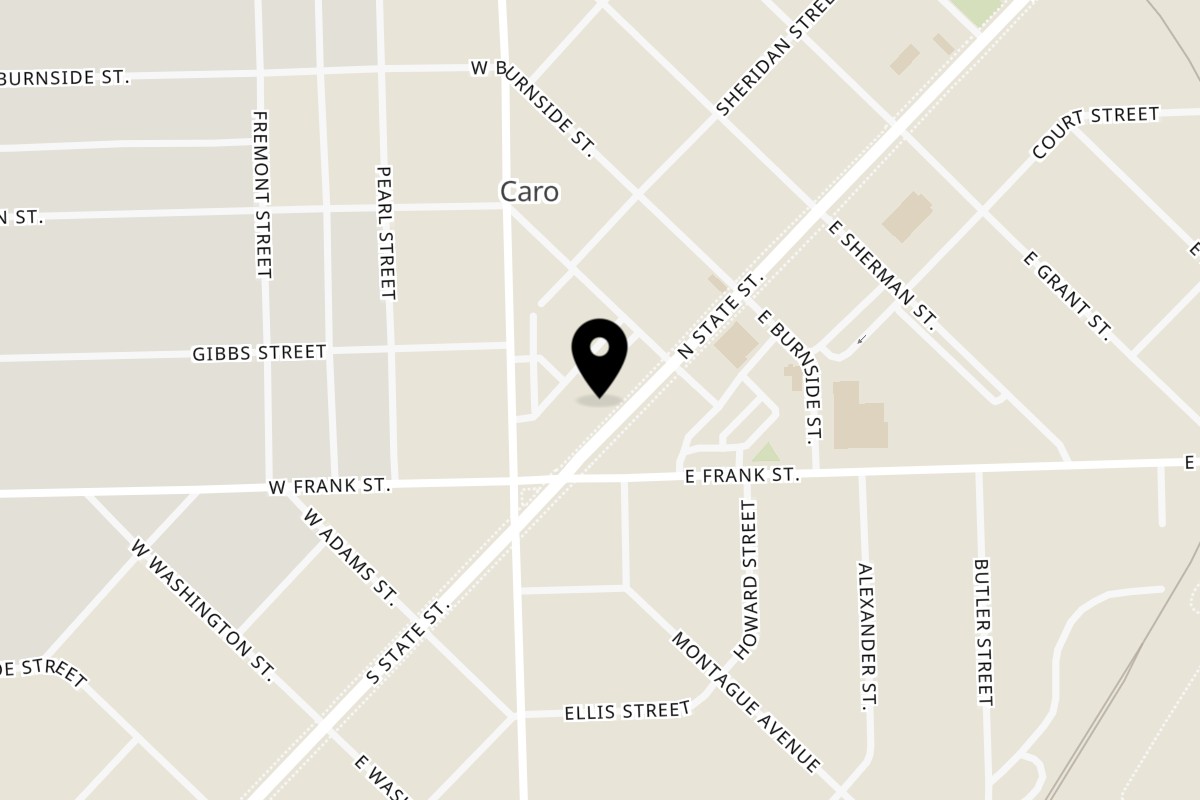 Map showing the location of Kretzschy's Caro on 157 N State St in Caro